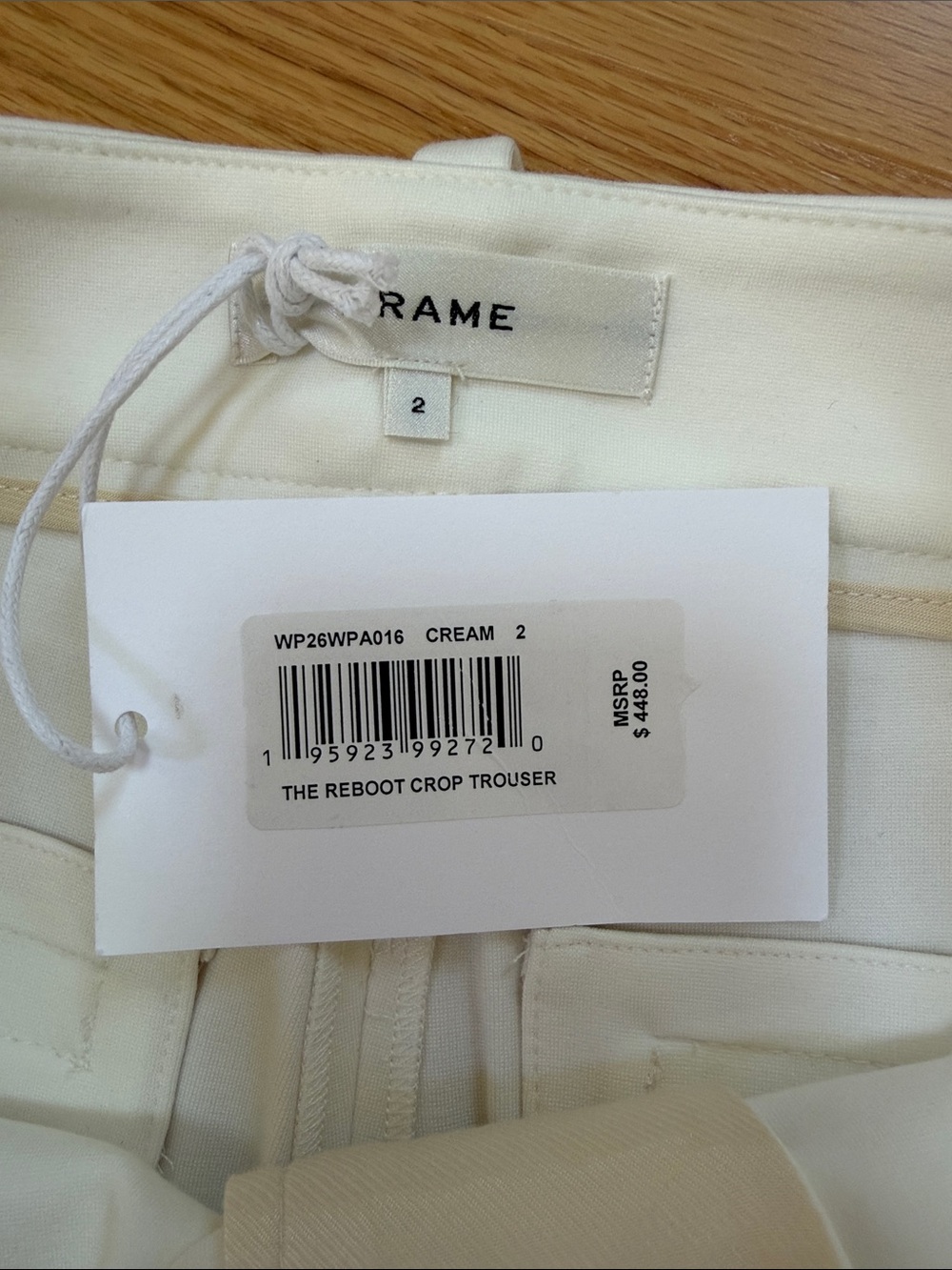New! Frame SZ 2, cream The Reboot Crop Trousers. - Picture 8 of 13